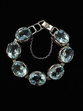 Silpada Sterling Silver and Aqua Blue Glass Lagoon Bracelet